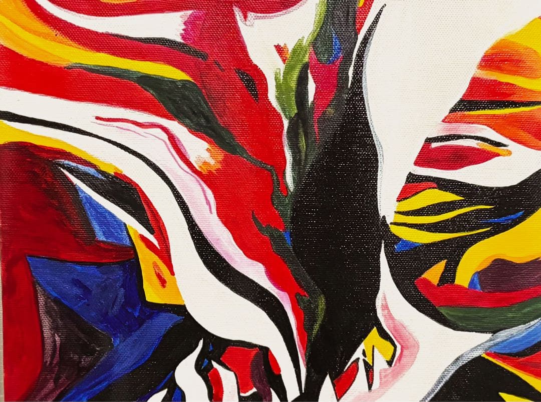 【F4号】手描き油彩　岡本太郎　額縁　未使用額　サイン　岡本敏子鑑定シール　絵画