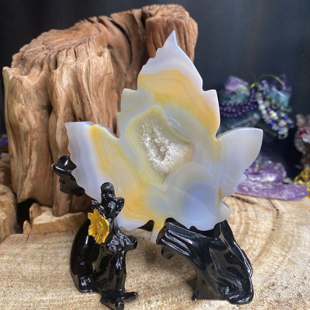 レア物 特大 トレジャー メノウ 玉髓 龍穴結晶 風化紋 紅葉手彫リ！