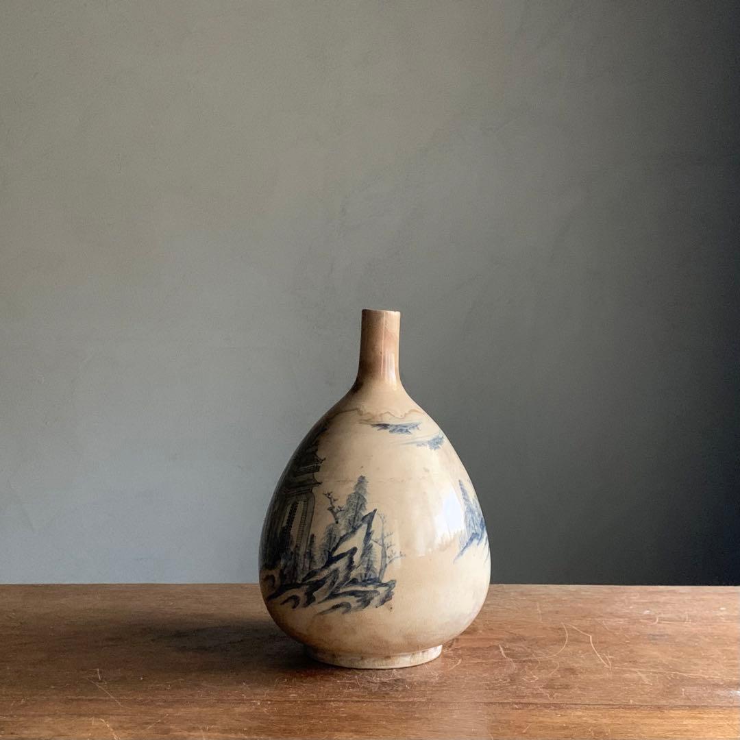 京焼 錦光山 大徳利 古美術 古道具 古清水焼 染付 酒器 アンティーク