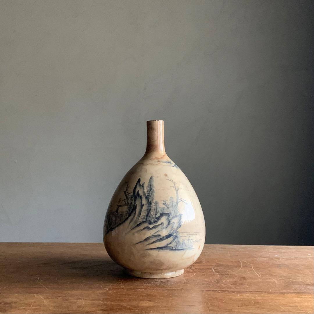 京焼 錦光山 大徳利 古美術 古道具 古清水焼 染付 酒器 アンティーク