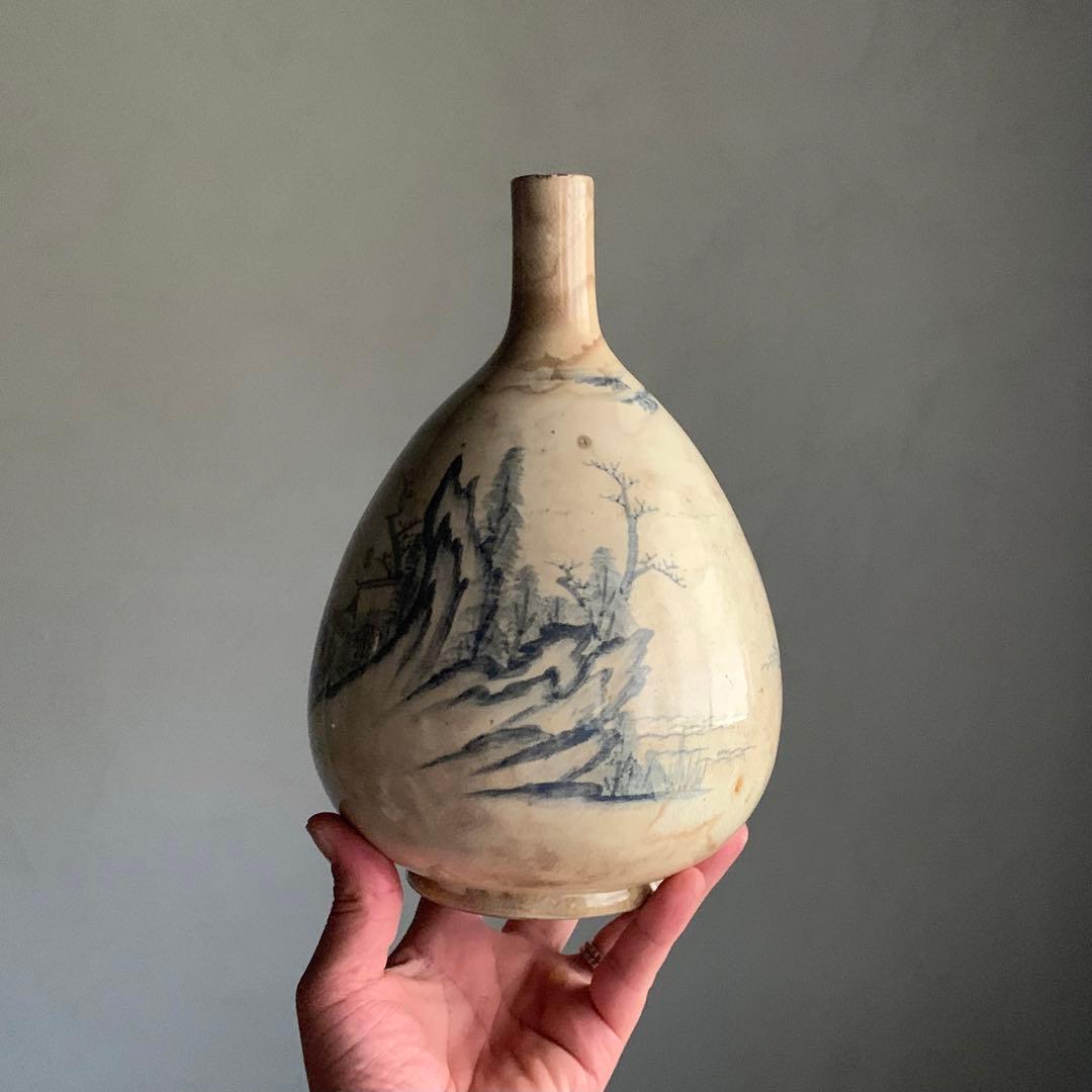 京焼 錦光山 大徳利 古美術 古道具 古清水焼 染付 酒器 アンティーク