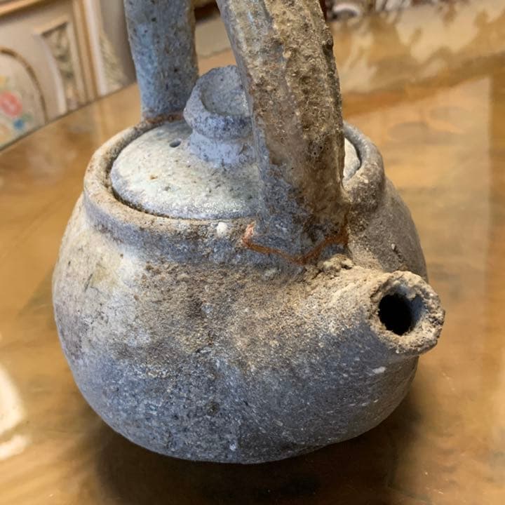 信楽　窖窯焼成　手付土瓶キズモノ　箱無し