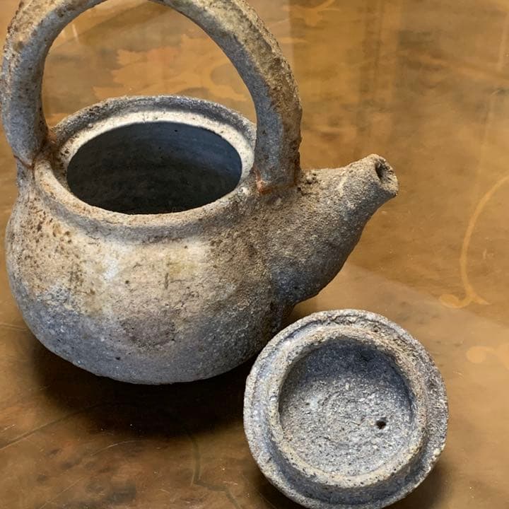 信楽　窖窯焼成　手付土瓶キズモノ　箱無し