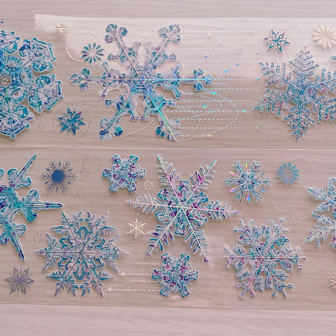 【No.0032】海外マステ　切り売り　镭射銀　雪　青