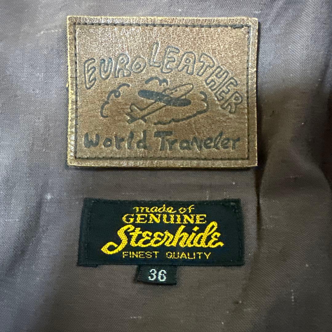 EURO LEATHER ブラウンレザー シングルライダースジャケット