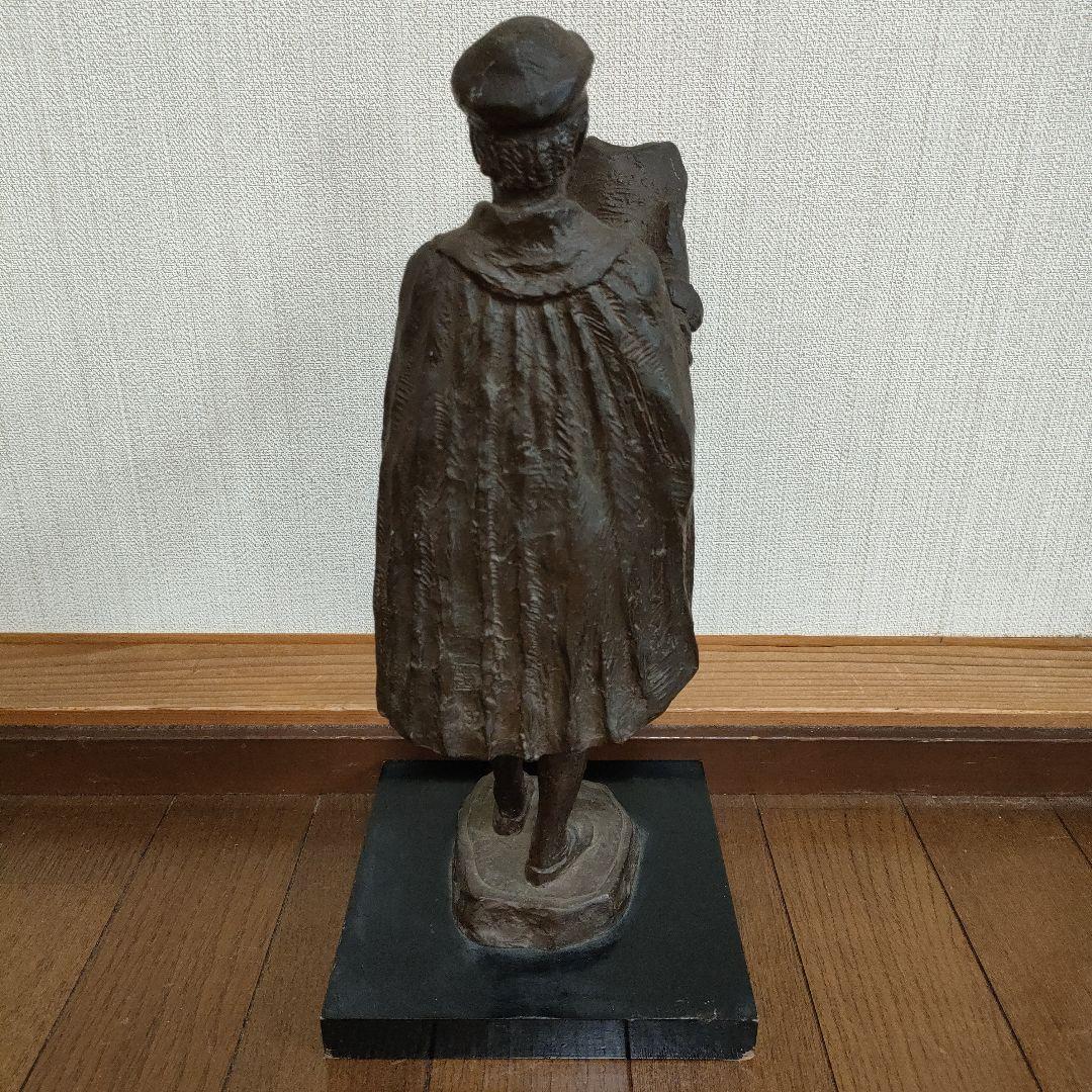 島村俊和作 ブロンズ製ヨハネス・グーテンベルク像 1987年制作 高36.5cm