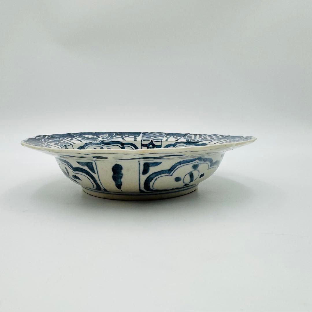 【南紀高松焼　芙蓉手　染付菓子鉢　皿】骨董　アンティーク　インテリア