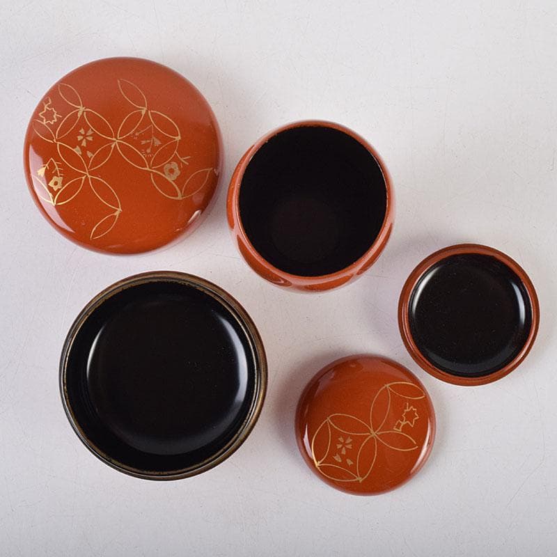 茶道具　鎌倉彫　利休茶箱　織部焼　茶碗　巾筒など　九点　一式　M　R9299