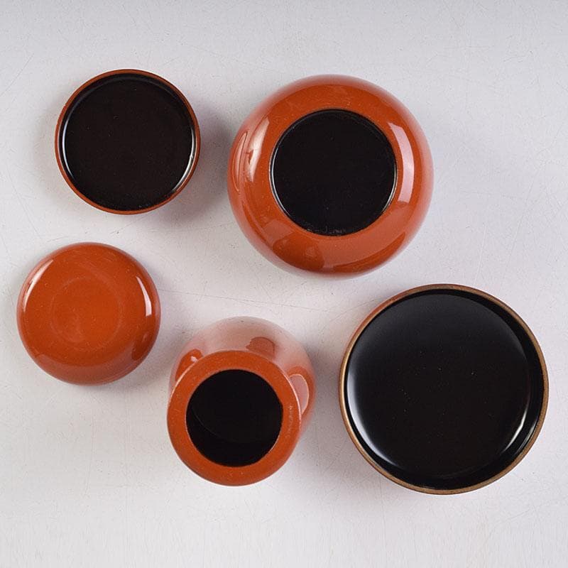 茶道具　鎌倉彫　利休茶箱　織部焼　茶碗　巾筒など　九点　一式　M　R9299