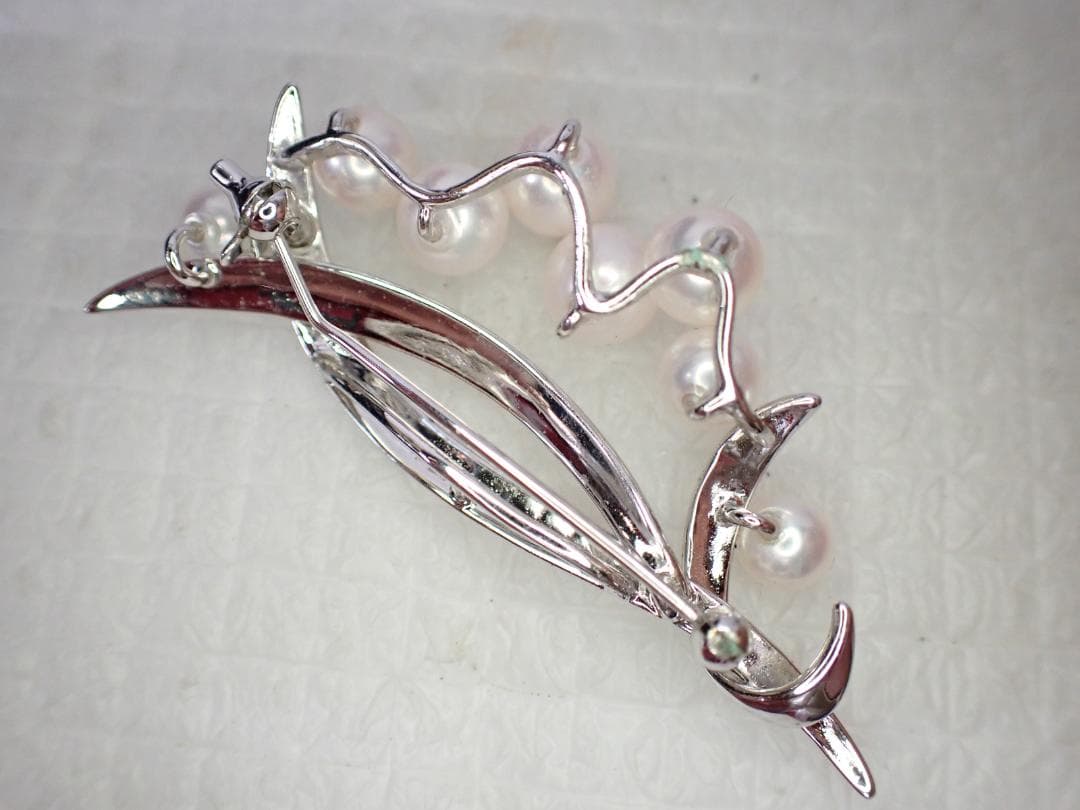 田崎真珠パール×シルバー刻印 ブローチ 真珠TASAKI 卒業式 入学式B1-A