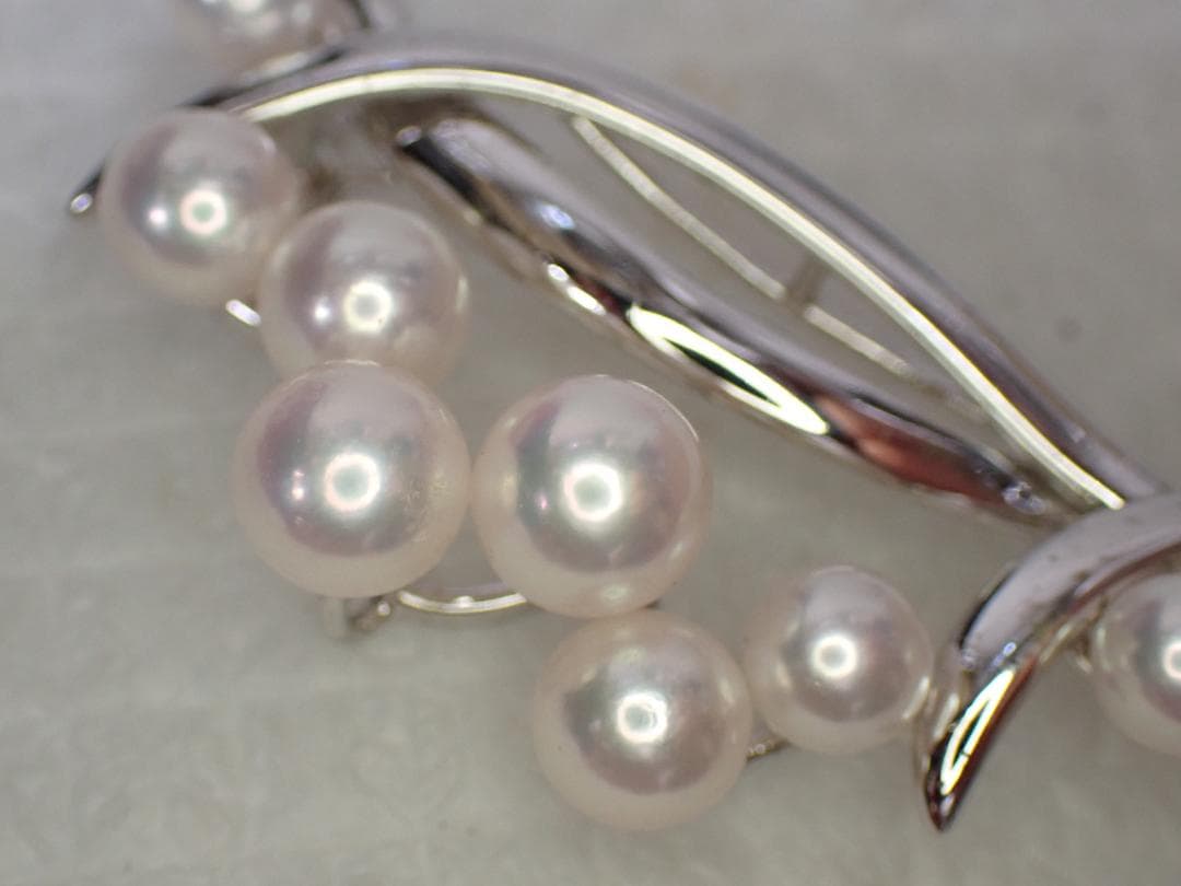 田崎真珠パール×シルバー刻印 ブローチ 真珠TASAKI 卒業式 入学式B1-A