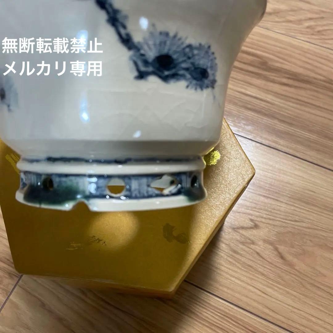 盆栽鉢　丸鉢　桑津香石　植木鉢　山野草　絵鉢