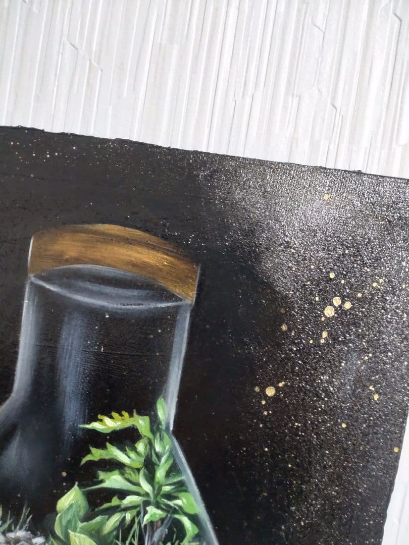 テラリウムの油絵【導き】1点物の原画アート/作者サイン入り/F3号キャンバス