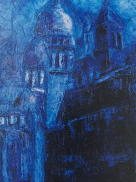 白鳥龍介、【ラ・ボンヌ通り風景（仏）】、希少な額装用画集より