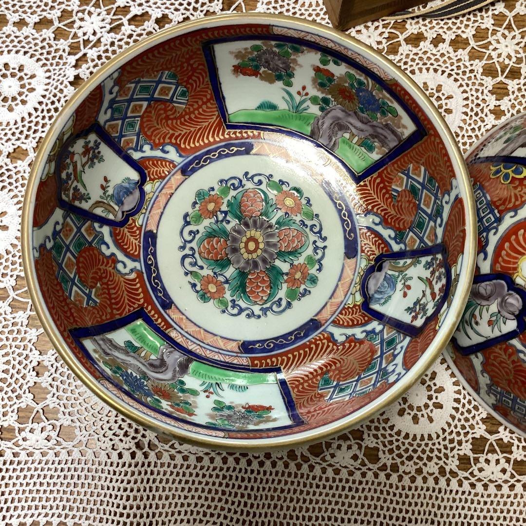 k17 古い伊万里焼　錦手　鉢　2入り