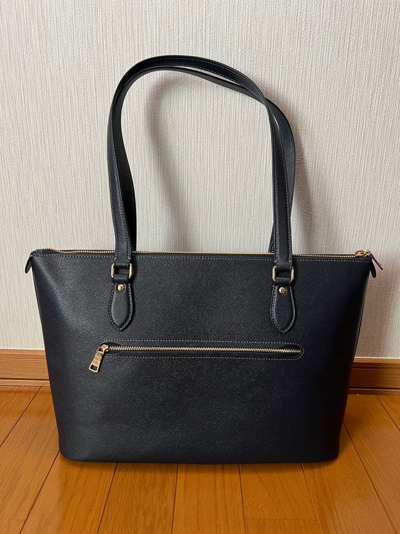 COACH ネイビーブルー レザー トートバッグ