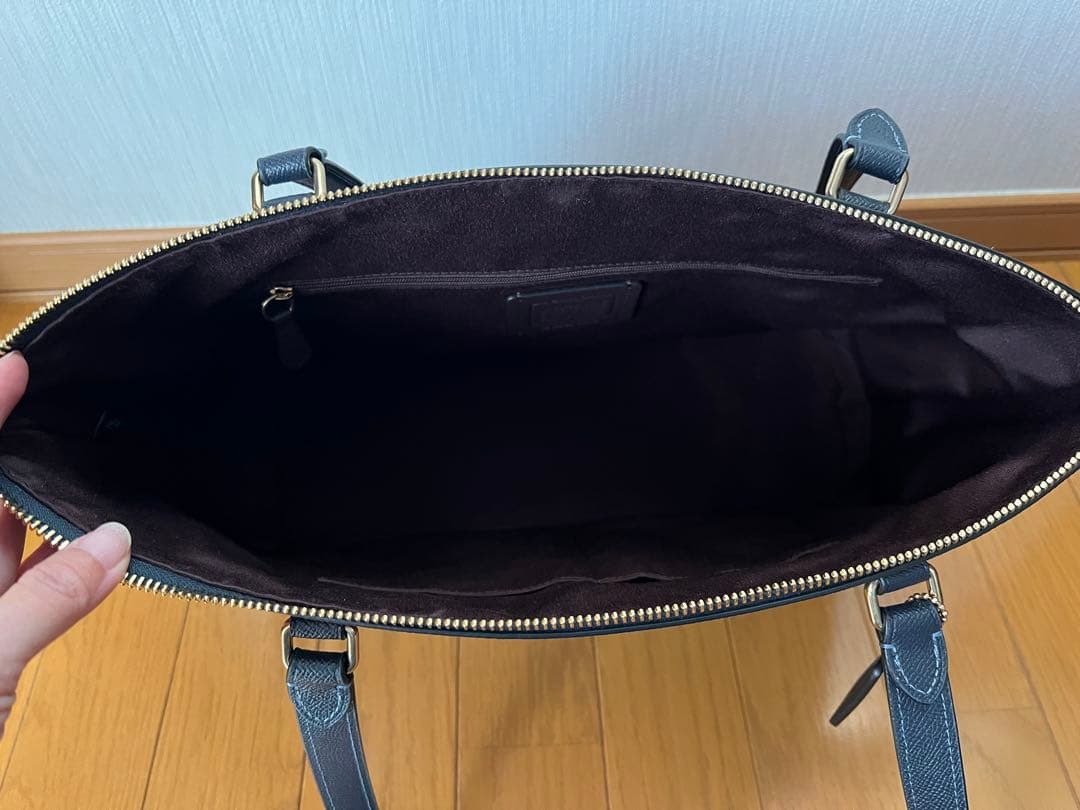 COACH ネイビーブルー レザー トートバッグ