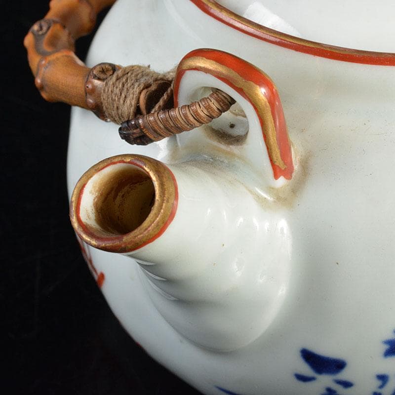 煎茶道具　京焼　清水六兵衛造　赤絵金彩　梅文　急須　茶壷　M R4511