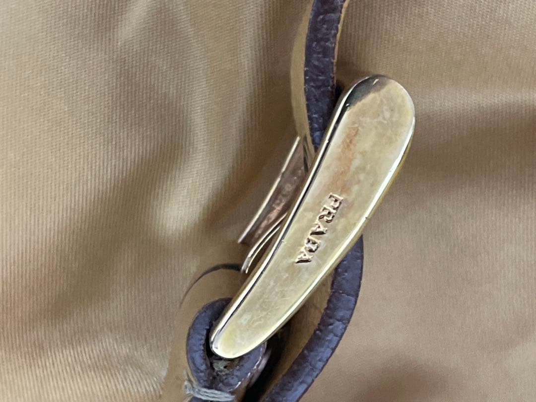 美品　プラダ PRADA ワンショルダー 三角ロゴ ナイロン ベージュ系