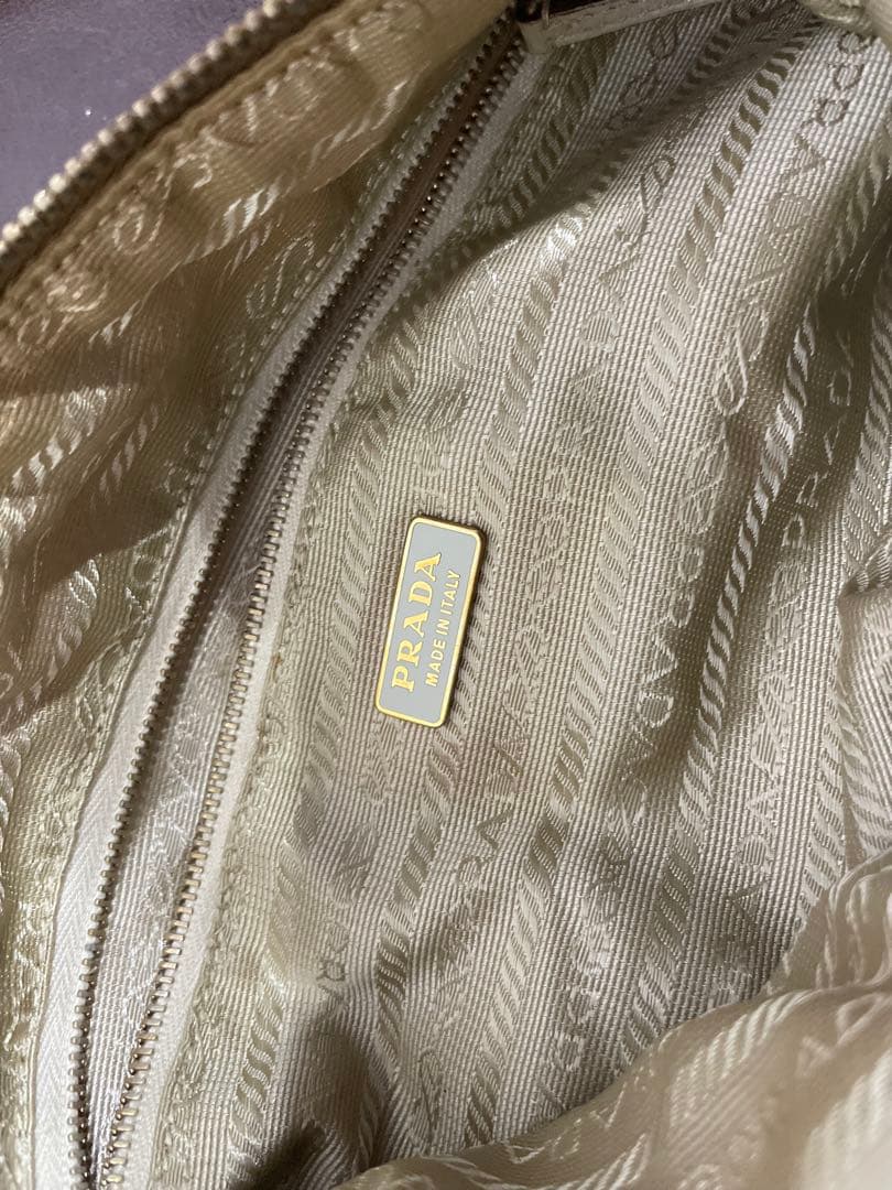 美品　プラダ PRADA ワンショルダー 三角ロゴ ナイロン ベージュ系