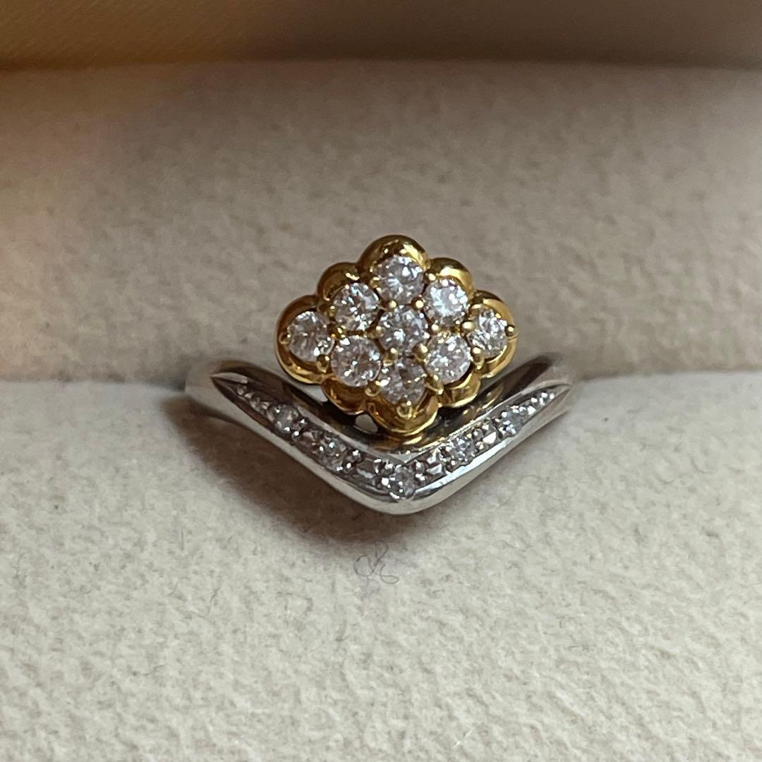 k18/pt900 ダイヤモンド　リング