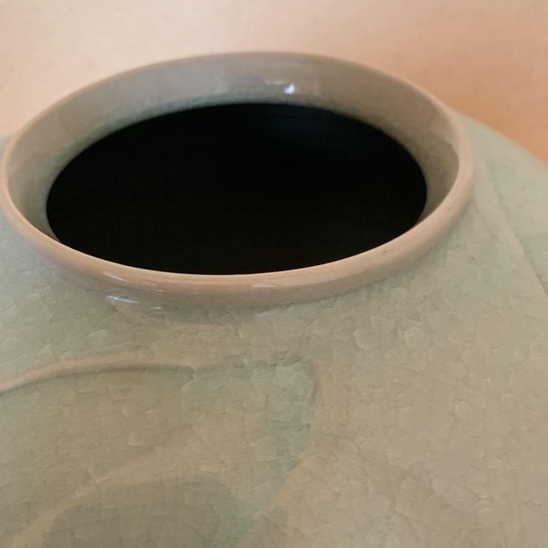 肥後高田焼　青木修の彫紋壷