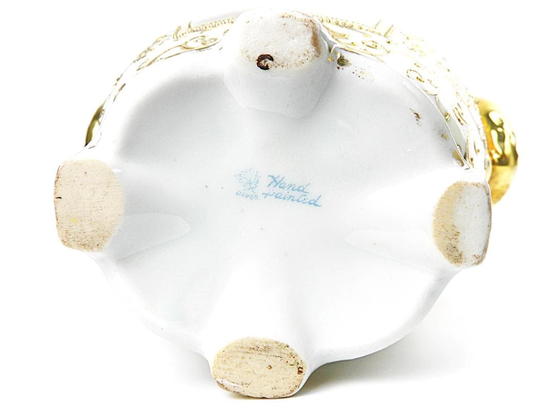 オールドノリタケ 金彩ジュエル風景画 プレッツェルハンドル 飾り壷 アンティーク