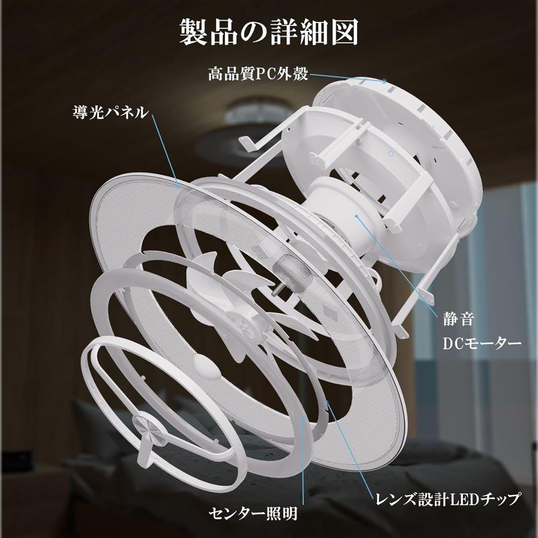 空調効率アップ❣️シーリングファン　12畳用　首振り　静音　4500lm 正逆回転