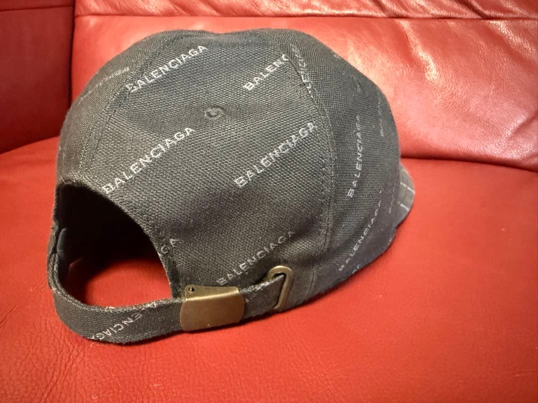 BALENCIAGA 総柄ロゴ キャップ 黒 L59 正規品 鑑定可