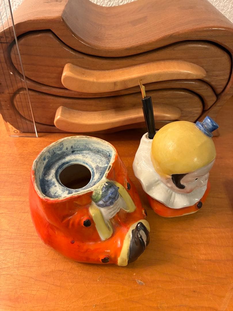 ビンテージ 30s ハーレクイン　ジェスチャー　ピエロ　インクポット　レトロ