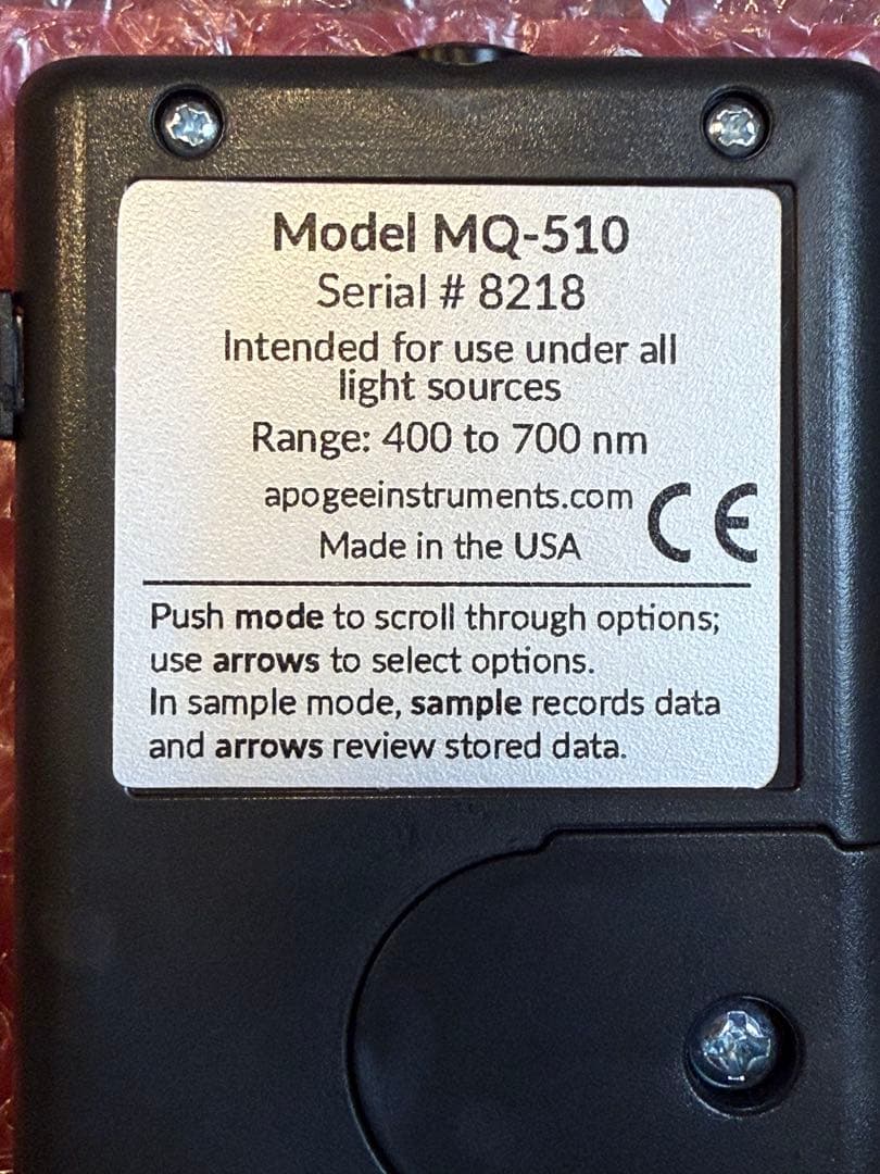 アクアリウム用 PARセンサー　Apogee MQ-510