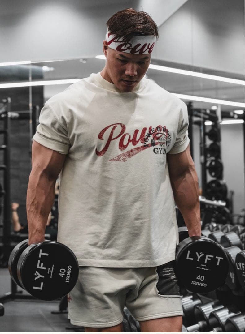 LYFT × Power House Gym ビッグTシャツ アイボリー　L