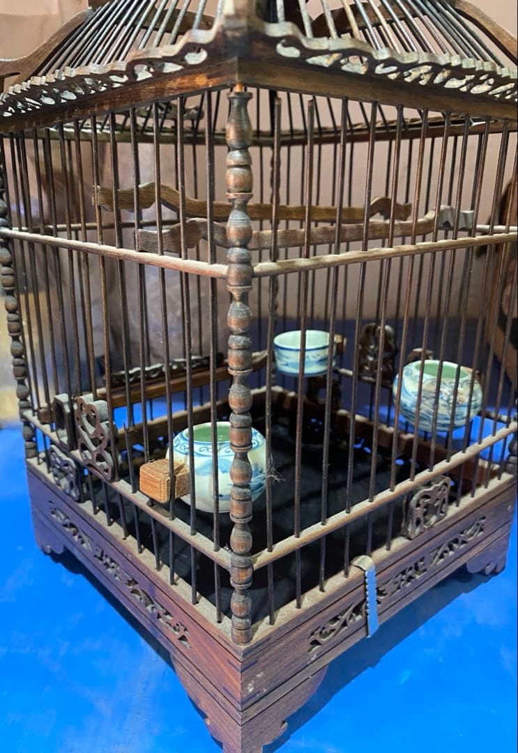 【希少】鳥かご　オブジェ　鳥籠　アンティーク　龍　置物　木製品　中国　木工品