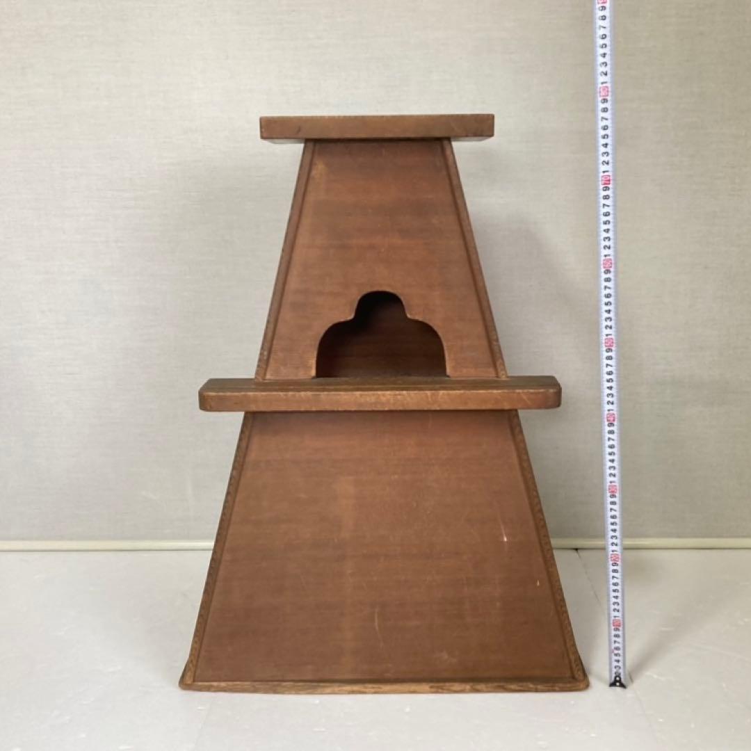 古い味のある大きな踏み台 置物台 花台 飾り棚 ラック 大型 特大 木製 レトロ