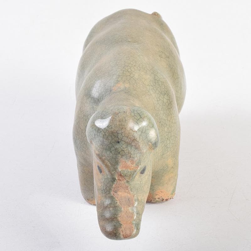 中国　龍泉窯　青磁　神獣　牛　置物　C　R9319