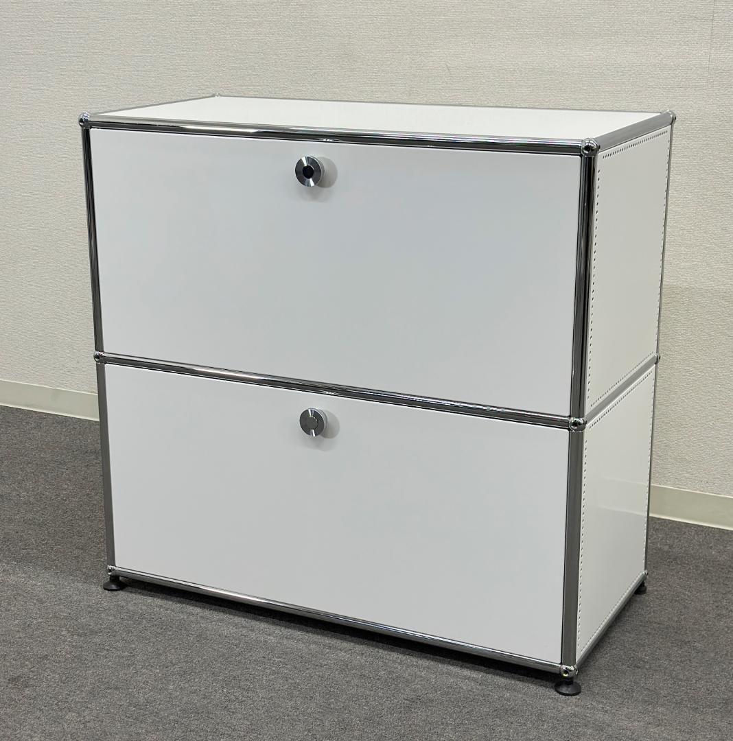 ■USMハラー■キャビネット　1列2段　白　鍵なし　オフィス　リビング　収納