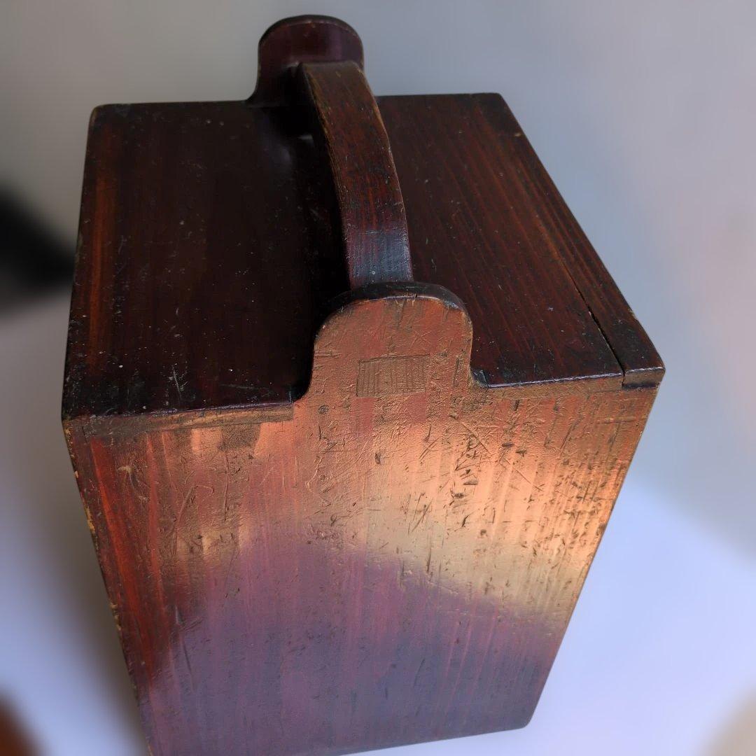 骨董品　訳あり　昔のオカモチ？木製収納箱