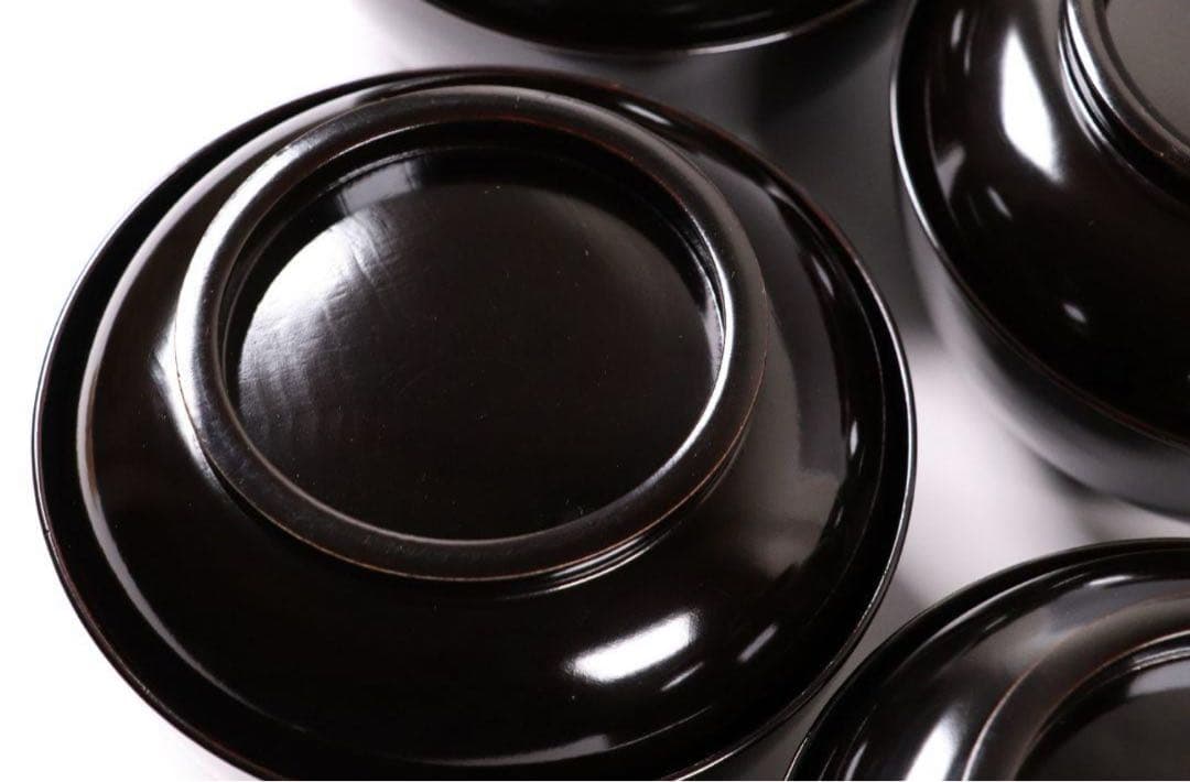 輪島塗 蔦金蒔絵 梨地 黒塗椀 五客 木製漆器 / 伝統工芸品 漆芸