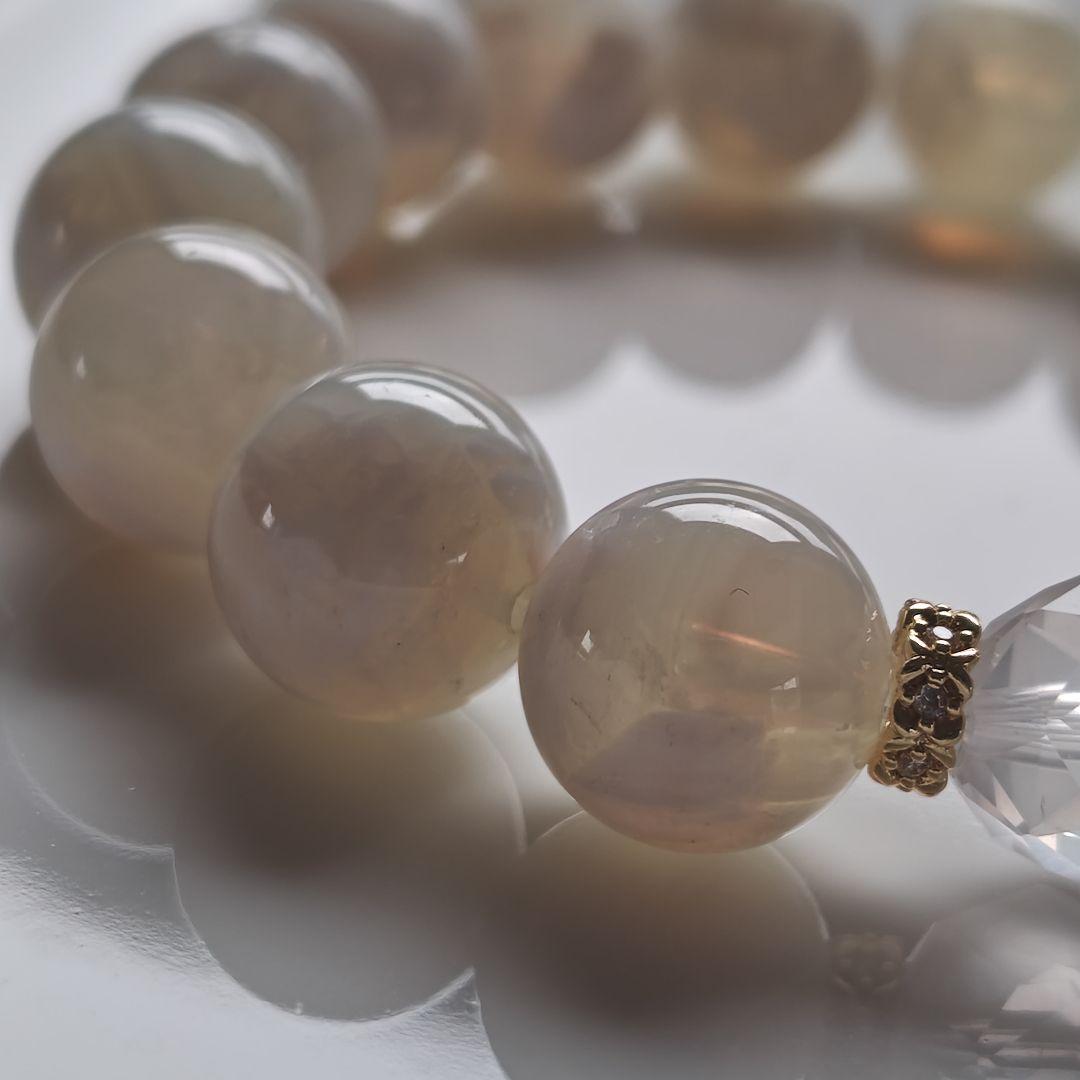 銀線水蓮花回紋緑度母天珠　スノーガーデン　ムーンクオーツ