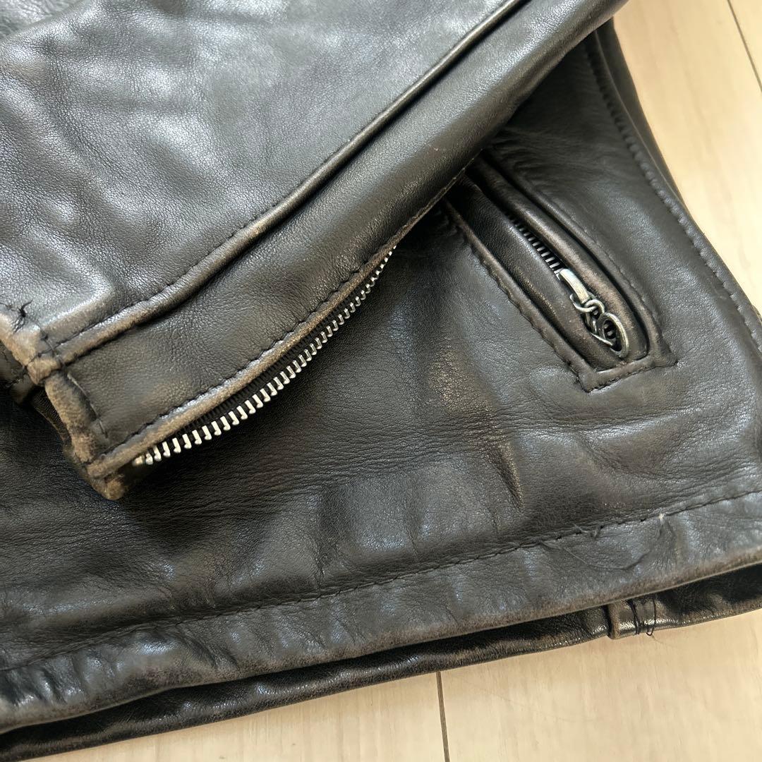 Schott シングルライダース 黒 レザー　36 ライナー、ハンガー付141
