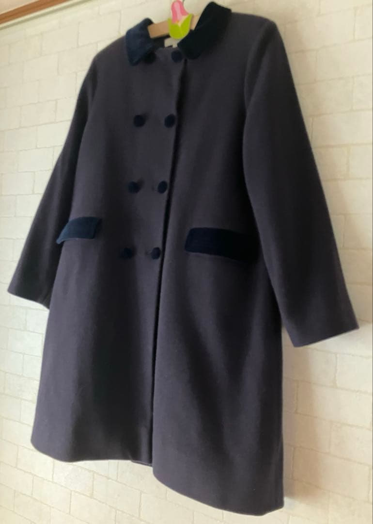 美品　イタリア製　140 ウール　ネイビーフォーマルコート　お受験　通塾