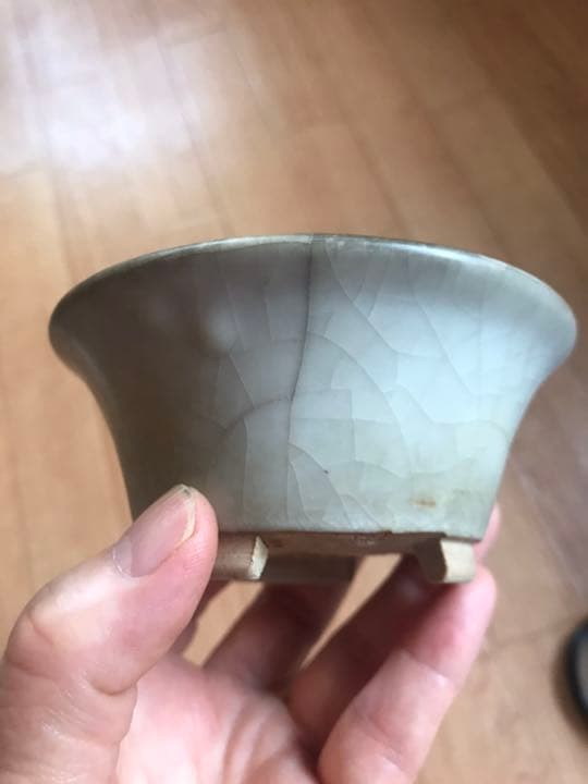 盆栽鉢　希少盆栽鉢青磁氷裂貫入丸鉢2個、白乳鉢の3個セット小品盆栽鉢サボテン