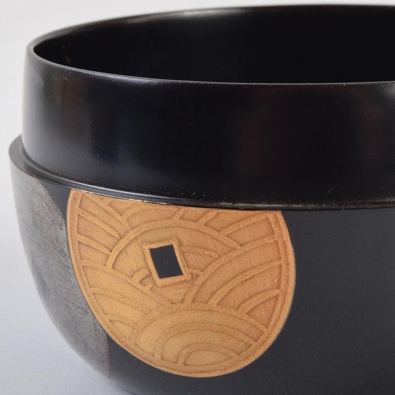 茶道具　蒔絵師　勝太郎造　古銭蒔絵　大平棗　共布共箱　V　8658