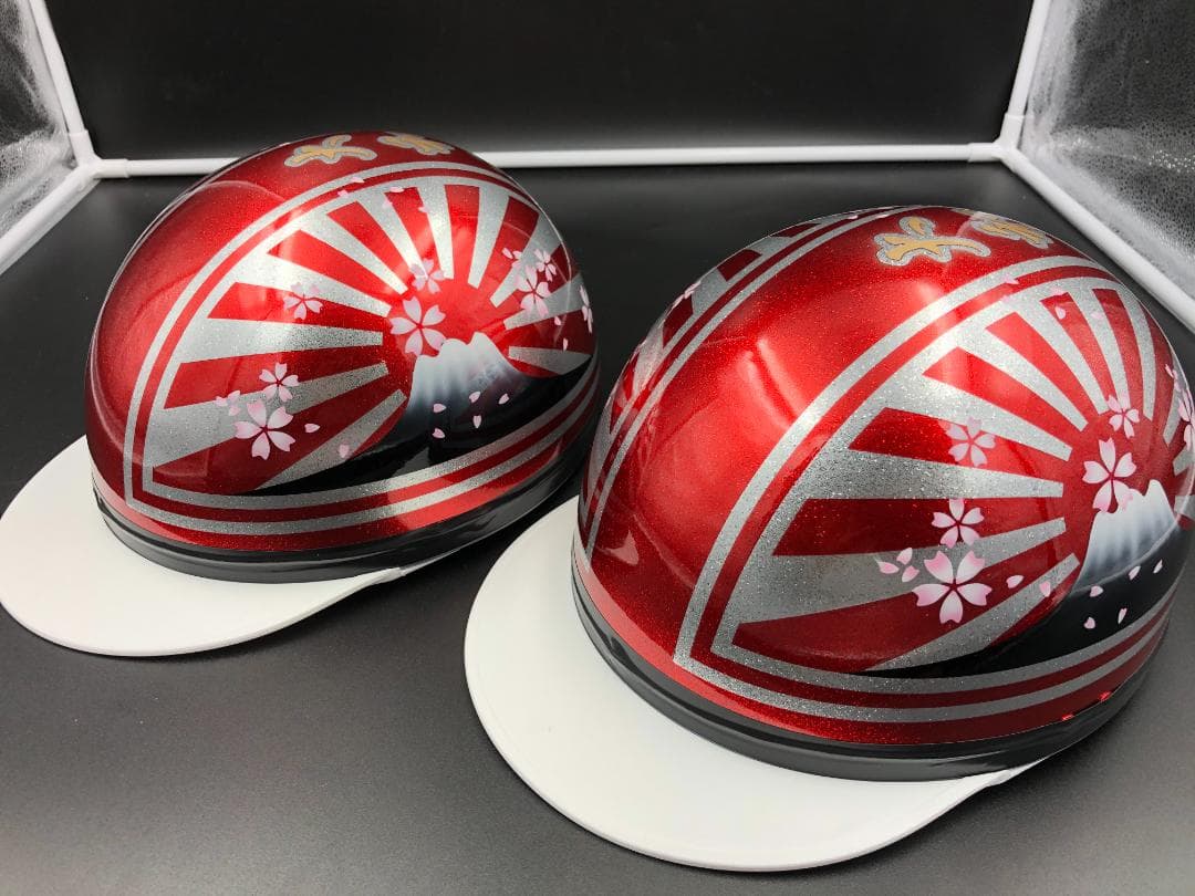 コルク半　カスタム　富士日章　三つボタン　キャンディレッドラメ　桜　セット