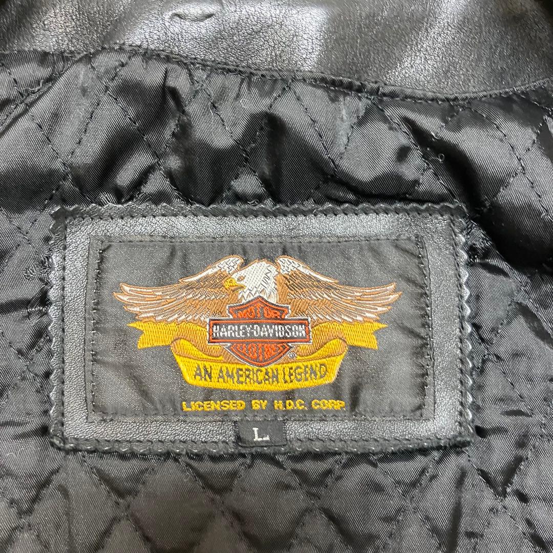 ハーレーダビッドソン 裏地キルティング 本革 肉厚 レザージャケット ライダース