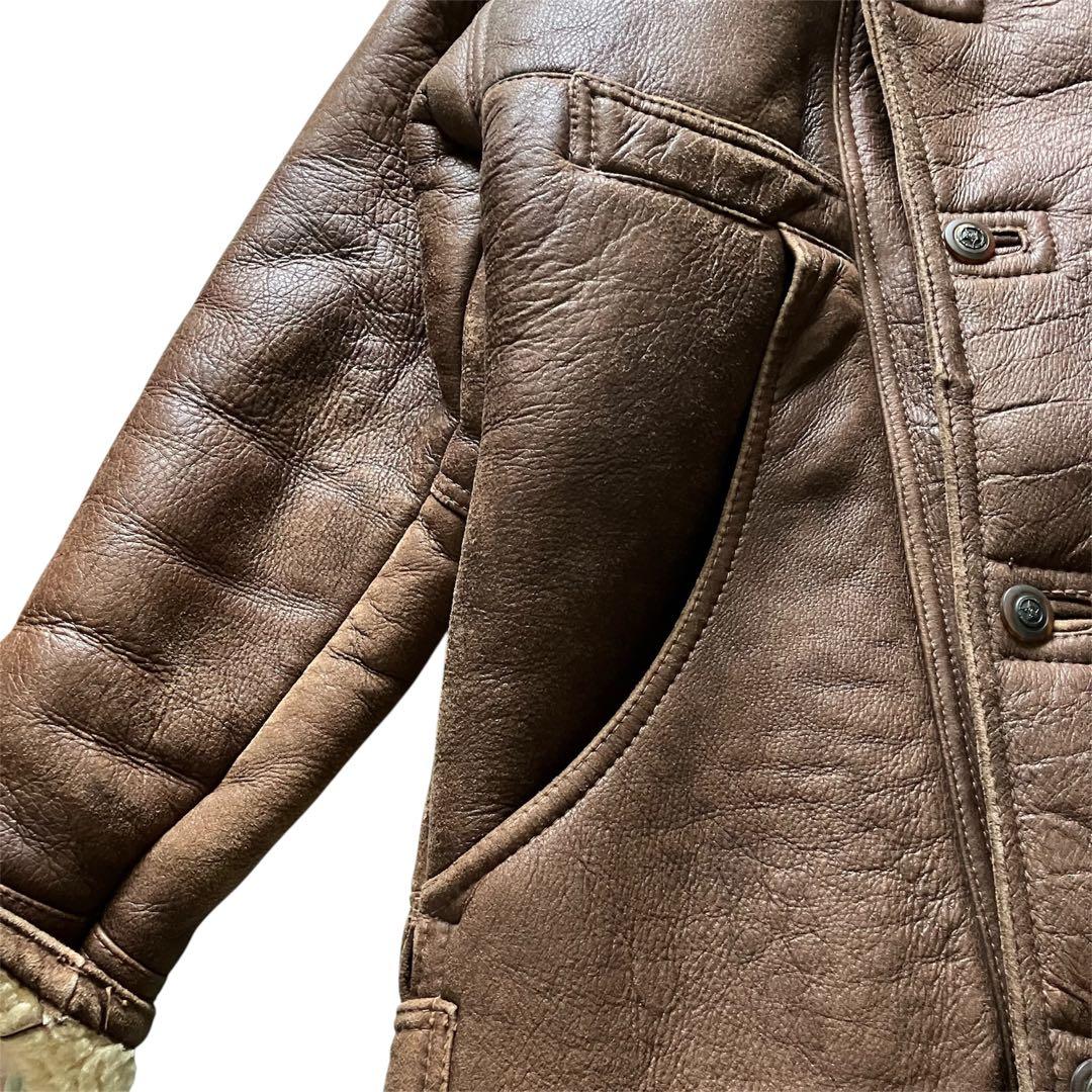 80's USA製 B3type 本革レザー ムートン ボンバーJKT L