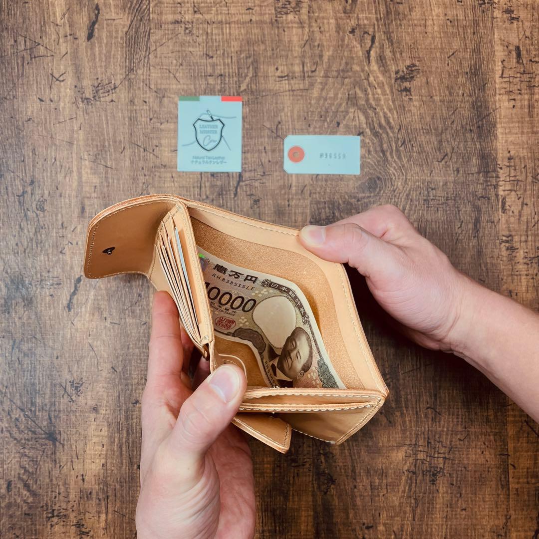 サドルレザー ヌメ革 三つ折り財布 メンズ財布 長財布 本革 ハンドメイド