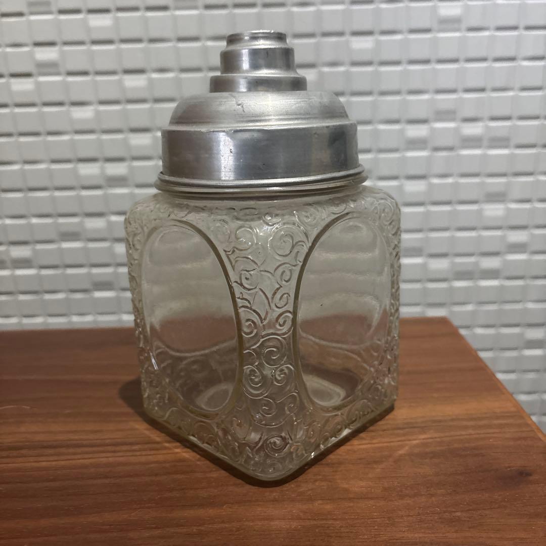 唐草文様 あめや瓶 菓子瓶 アルミ蓋 レア レトロ