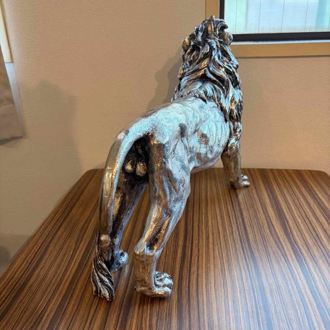 ライオン 彫刻 シルバー マツコ会議 置物 オブジェ アンティーク