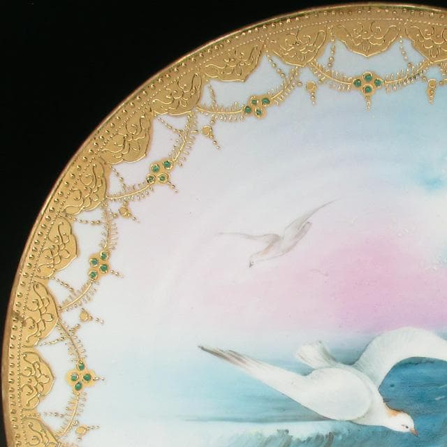 オールドノリタケ 金盛りジュール カモメ絵 プレート 27cm